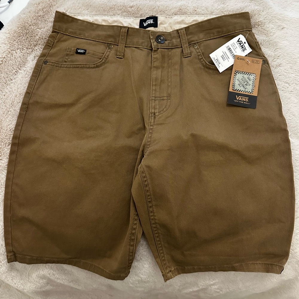 Vans Men's Tan Flat Front Shorts